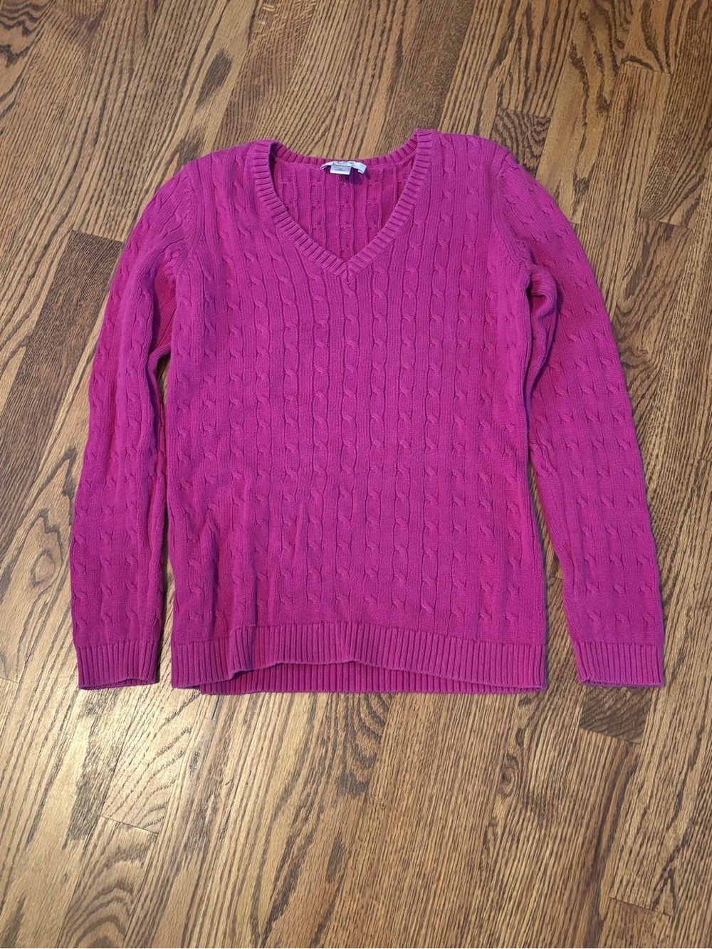 Ann Taylor LOFT Petites Pink Cable-Knit V-Neck Sweater Size SP